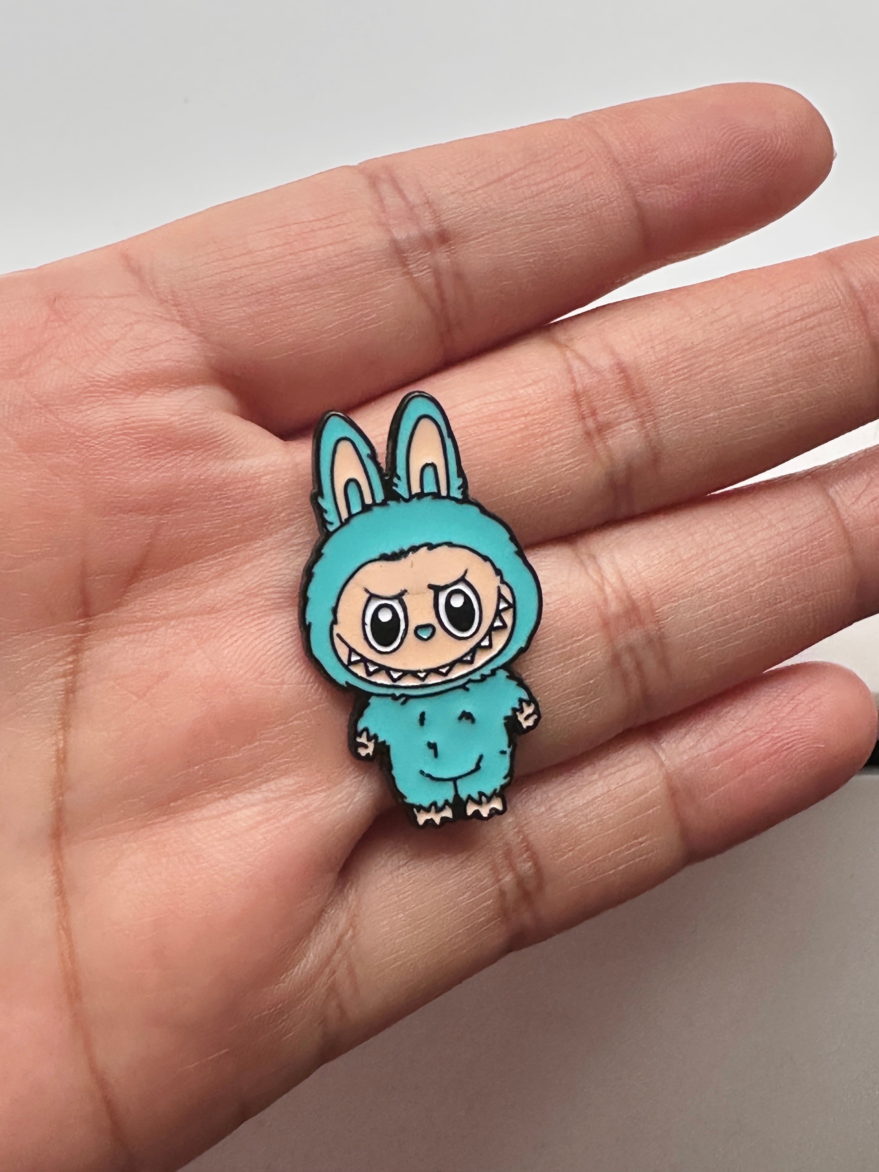 2-Labubu Teal doll enamel pin