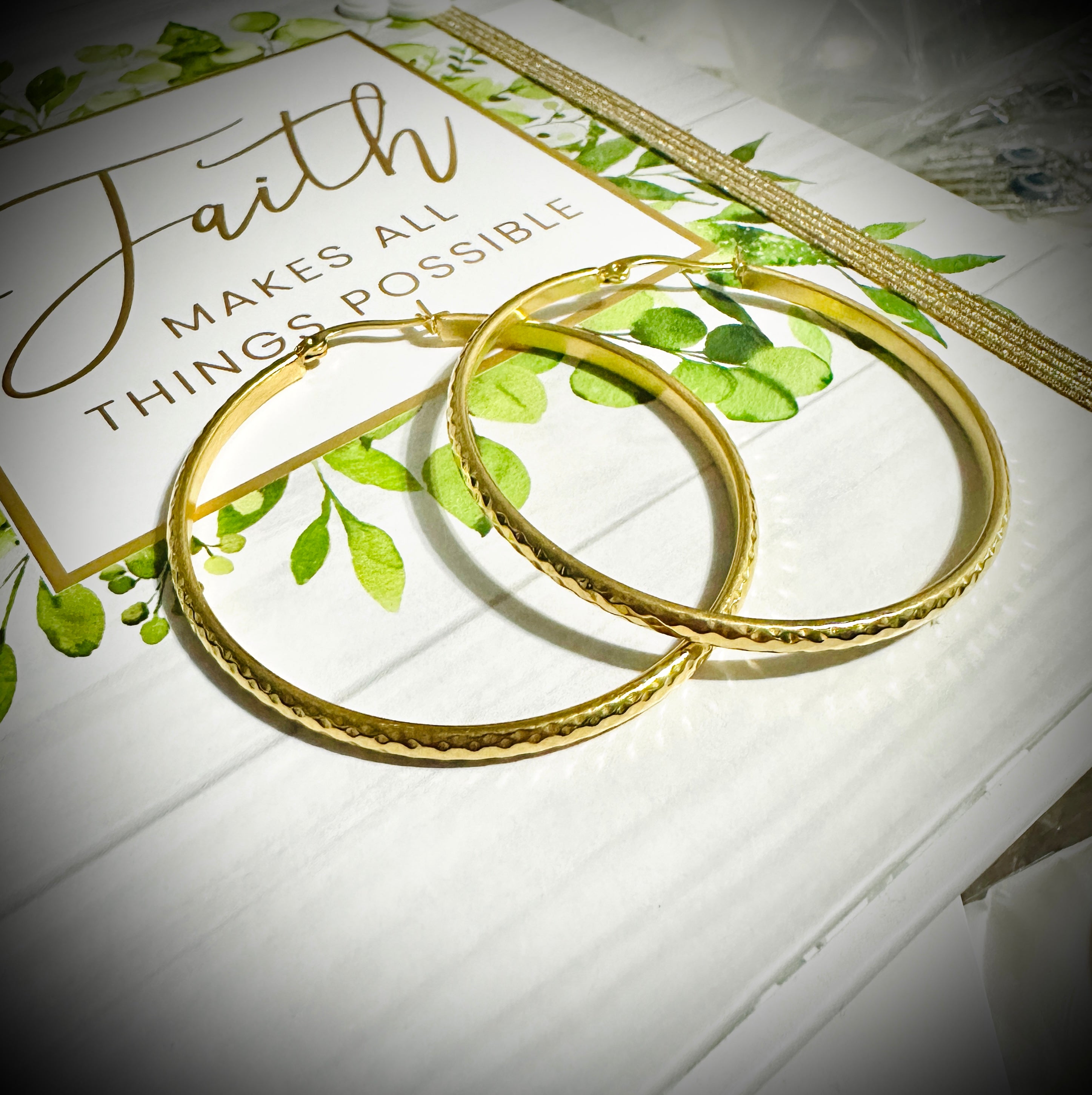 Stainless Steel Gold 50mm Earrings