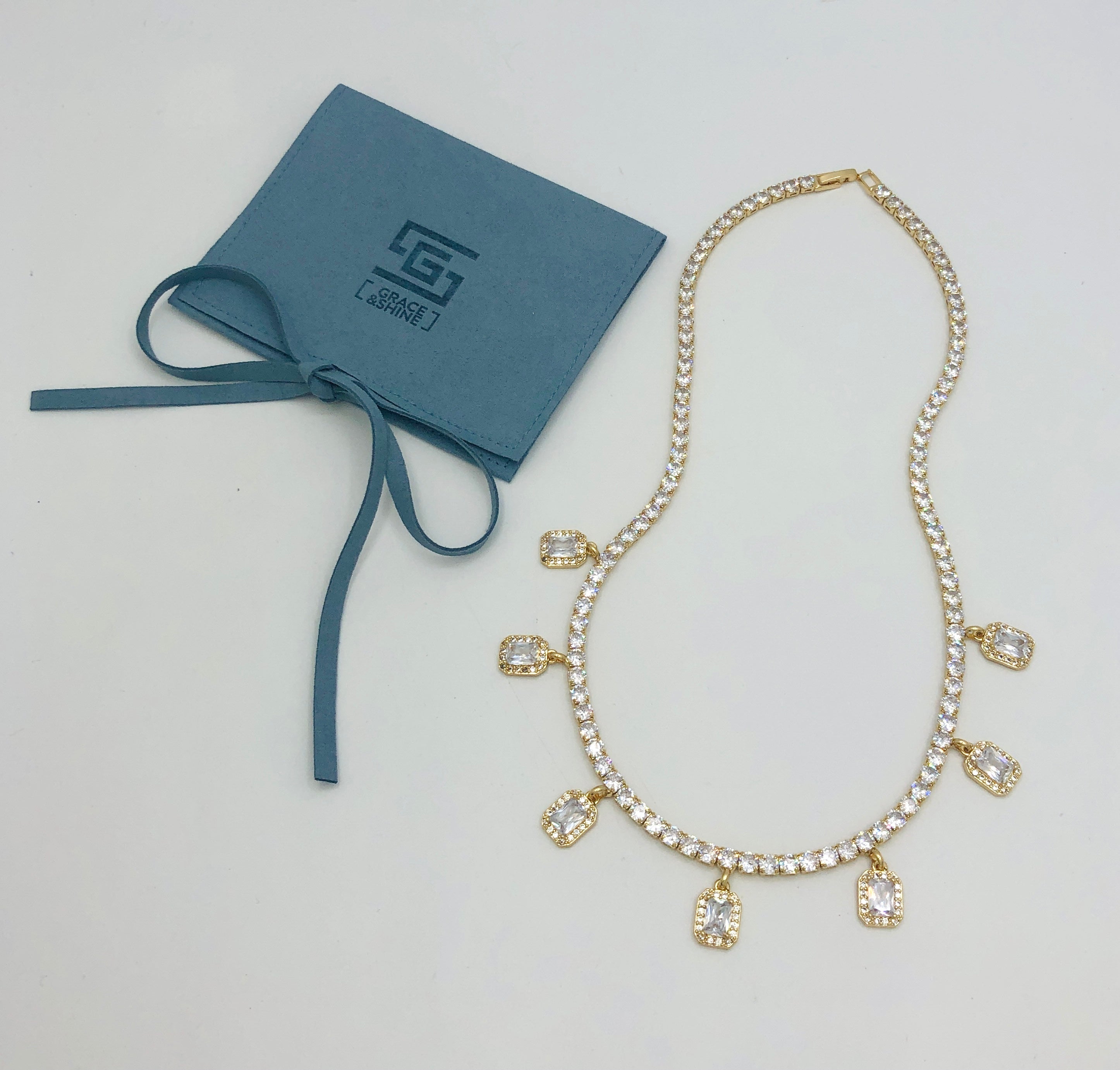 Fancy Radiant Diamond Crystal Necklace