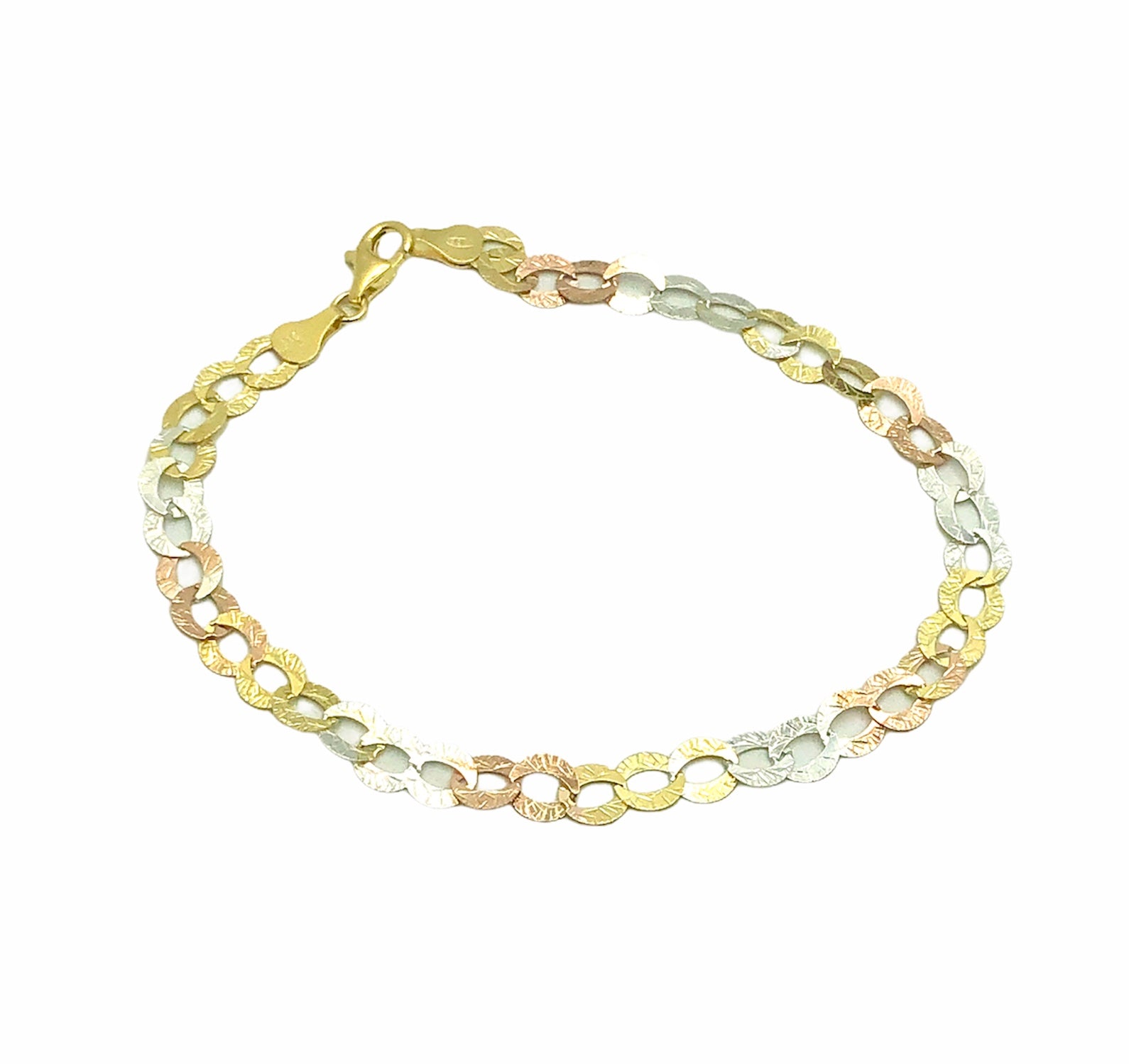 Italian 3tone Silver Anklet