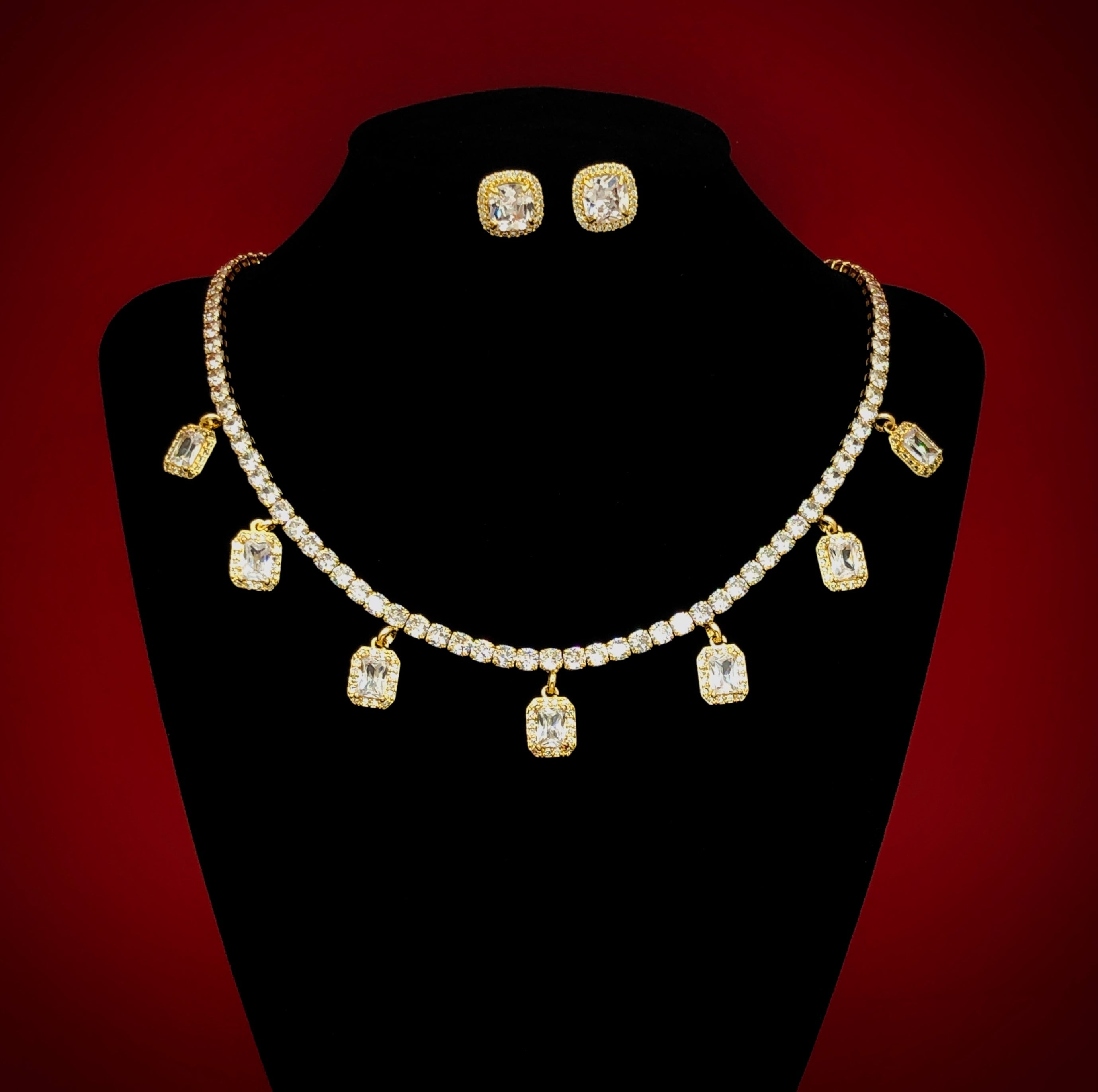 Fancy Radiant Diamond Crystal Necklace