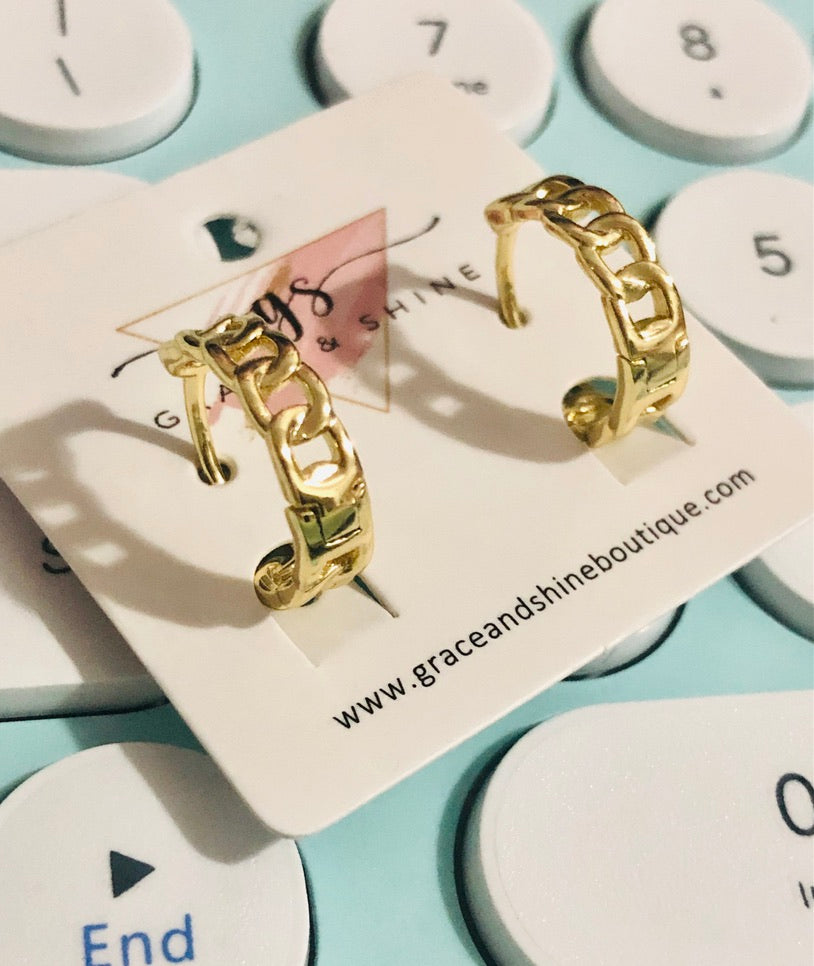 Curb Link Chain Style Huggies Small Hoop Earrings - unisex