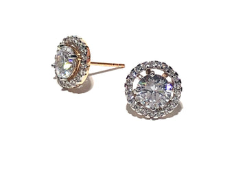 Halo Diamond Crystal Stud Earring Jacket