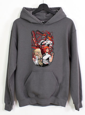 Bloody Grey Hoodie Sweater Anime Chainsaw Men Inspired