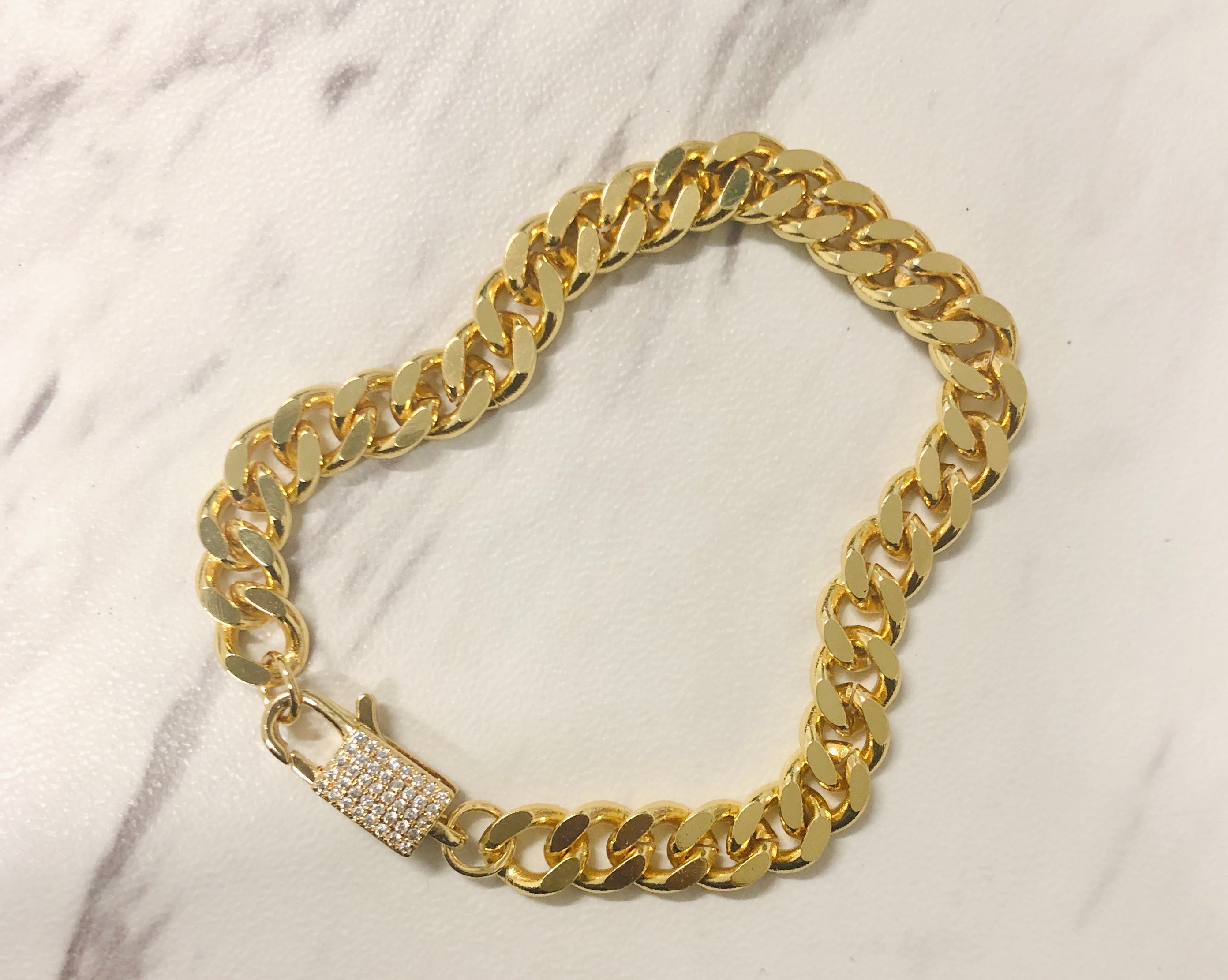 18k Gold Cuban Link Fancy Lobster Claps Bracelet
