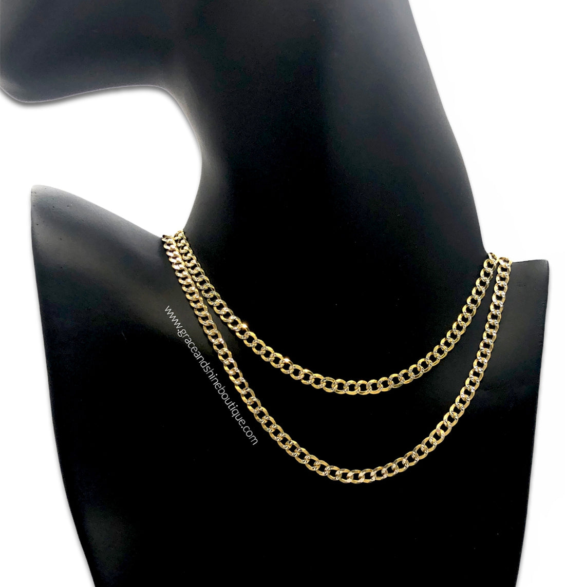 Italian Silver Two-tone Diamond Cut Chain