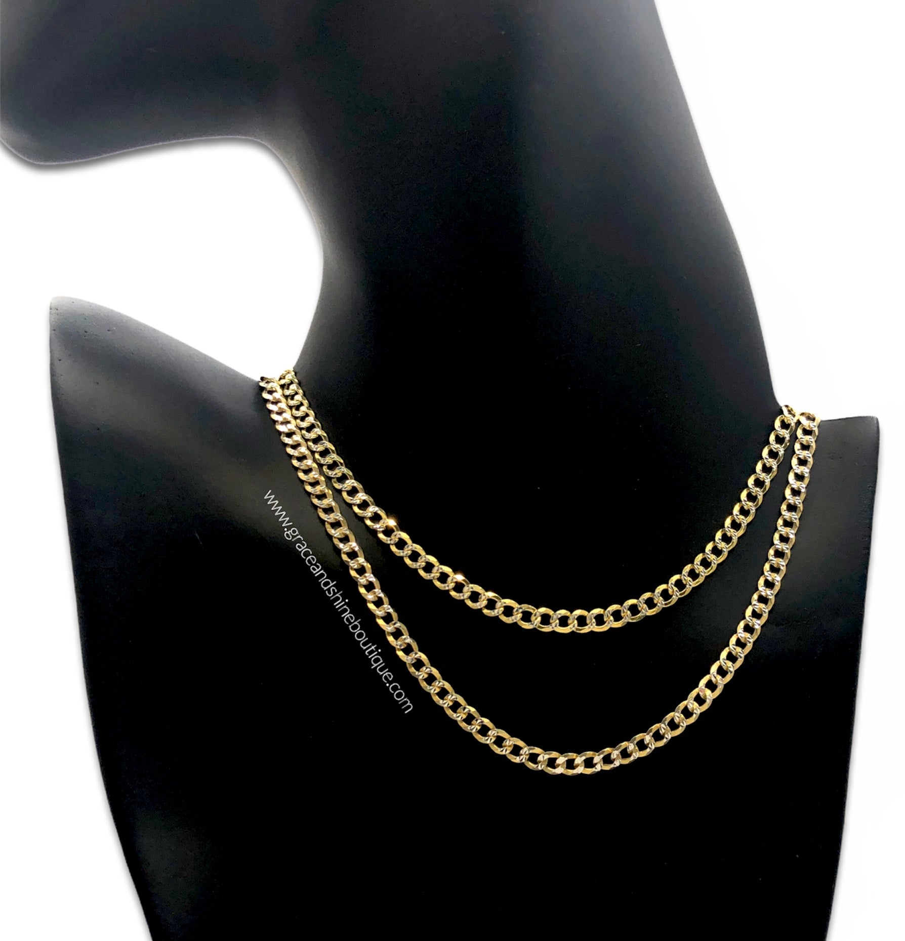 Italian Silver Two-tone Diamond Cut Chain