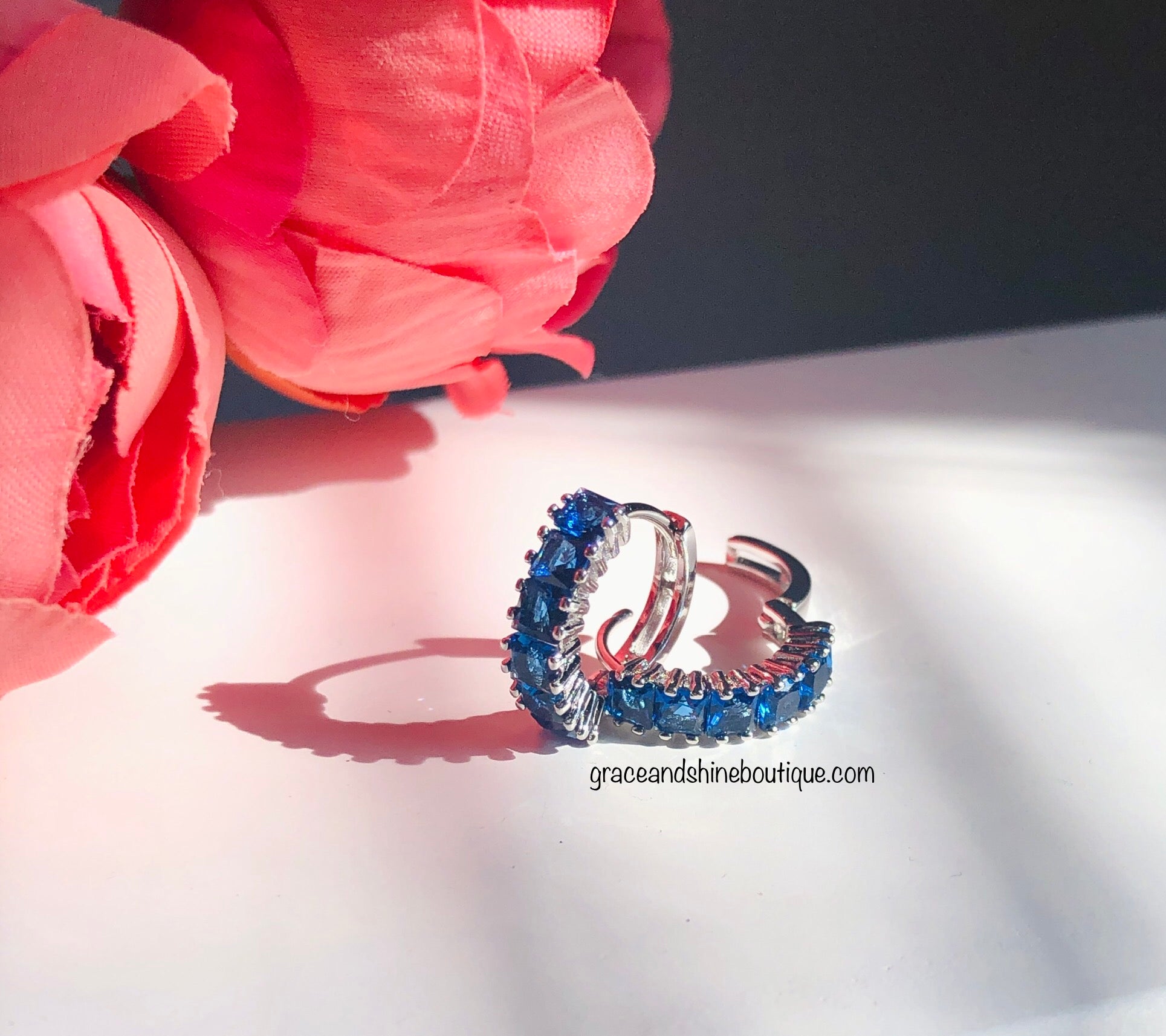 Sapphire Sparks Small Huggie Unisex Earrings