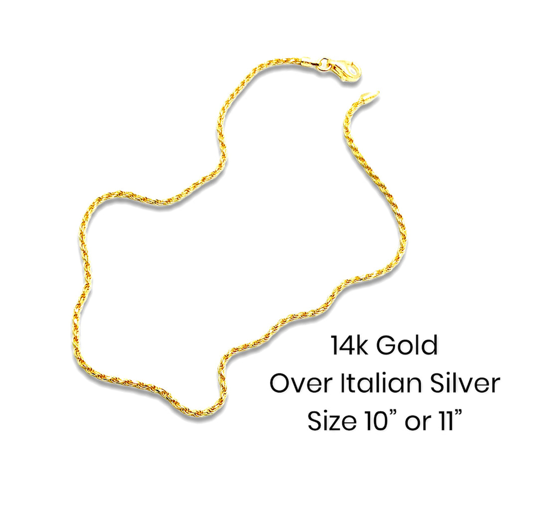 Italian Silver Rope Anklet Chain