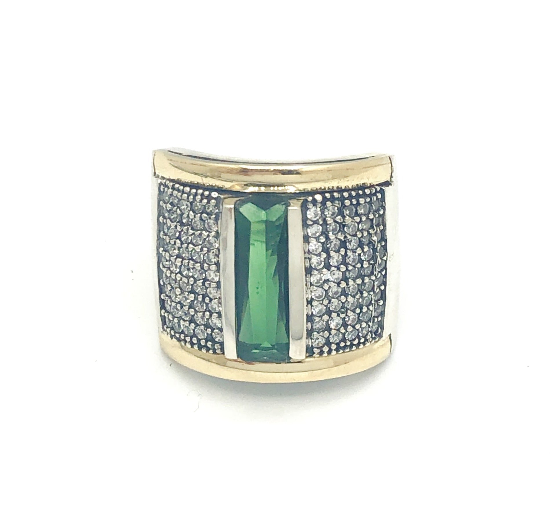 Green Line Real Gold & Silver Ring