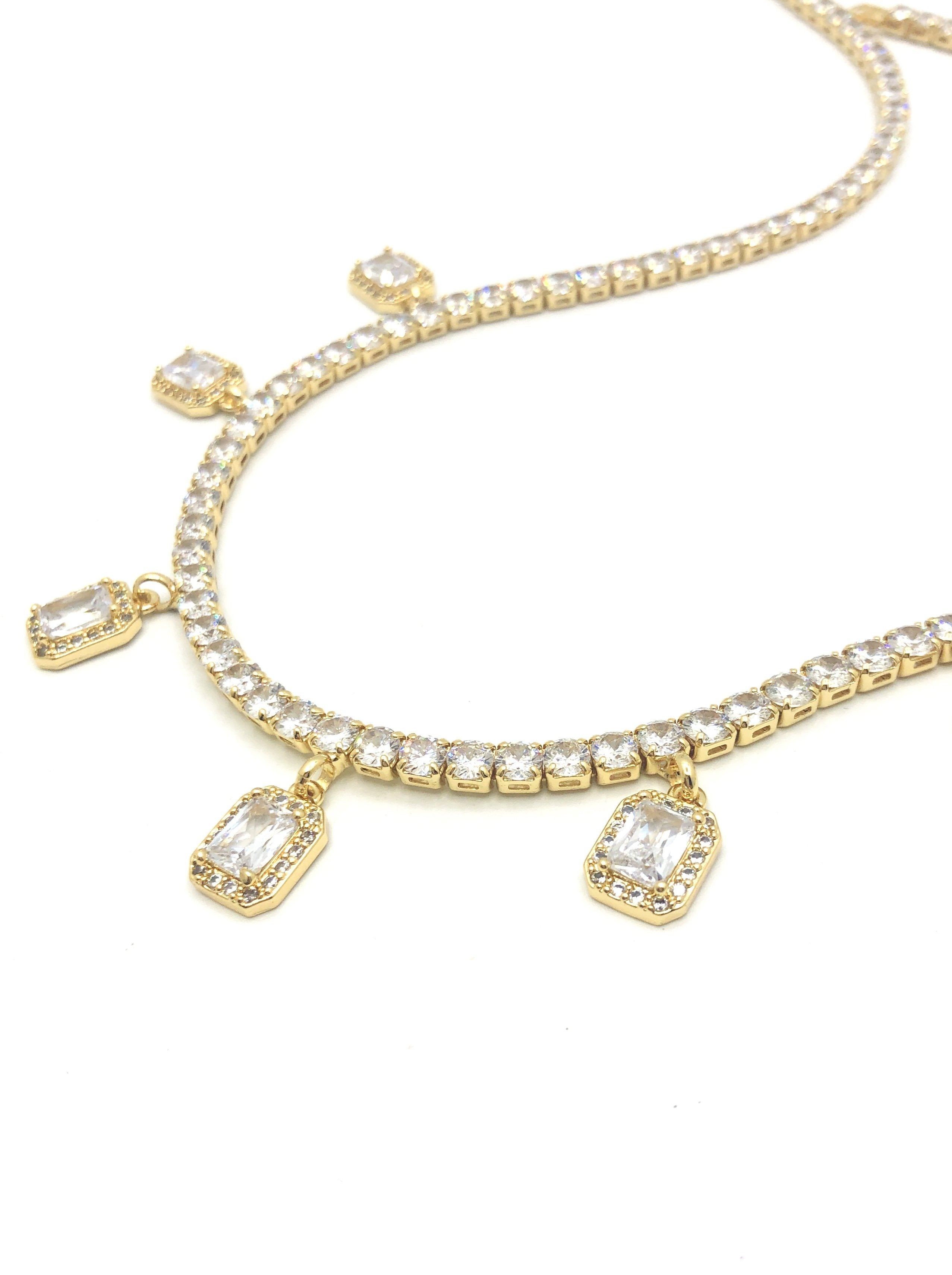 Fancy Radiant Diamond Crystal Necklace