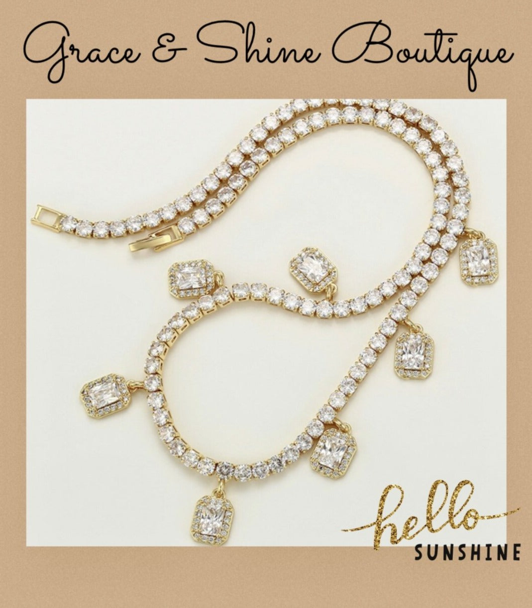 Fancy Radiant Diamond Crystal Necklace