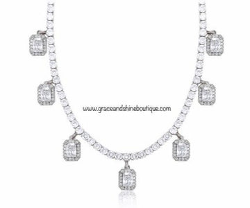 Fancy Radiant Diamond Crystal Necklace