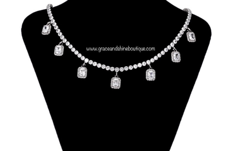 Fancy Radiant Diamond Crystal Necklace