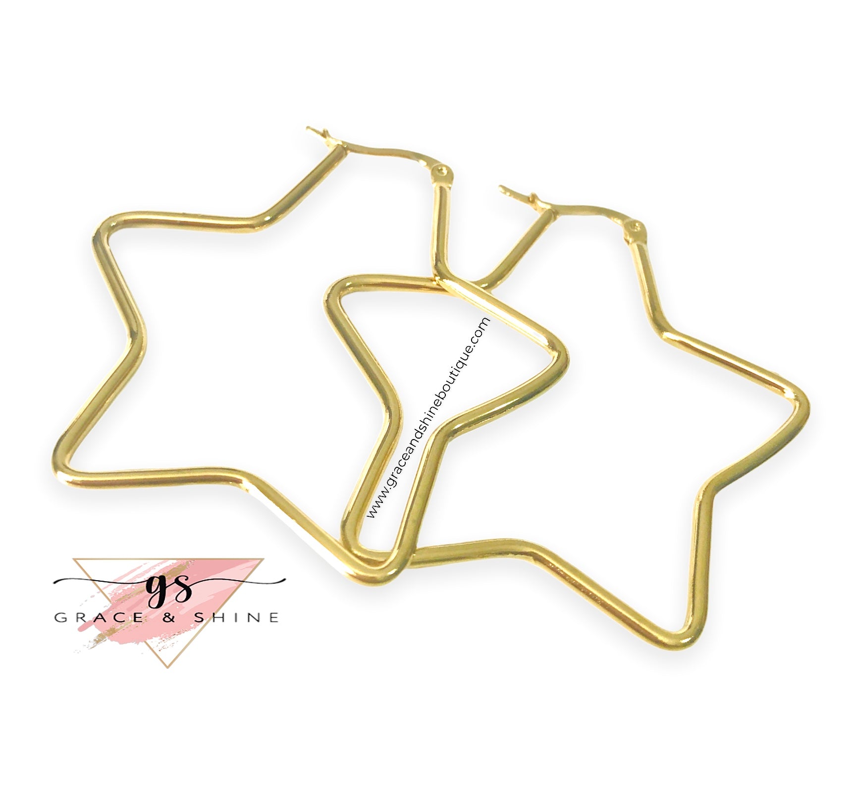18k Gold Star Hoops