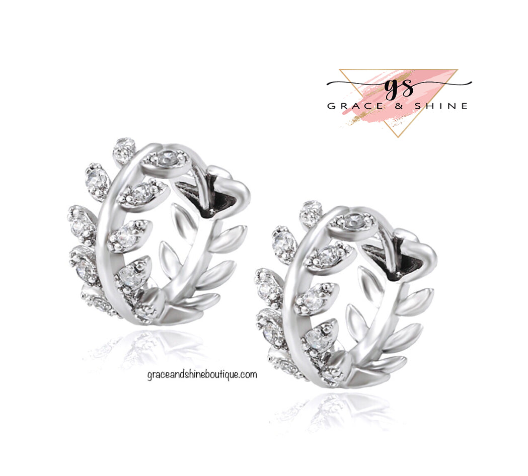 Laurel Leaves Unisex Small Hoop Earrings