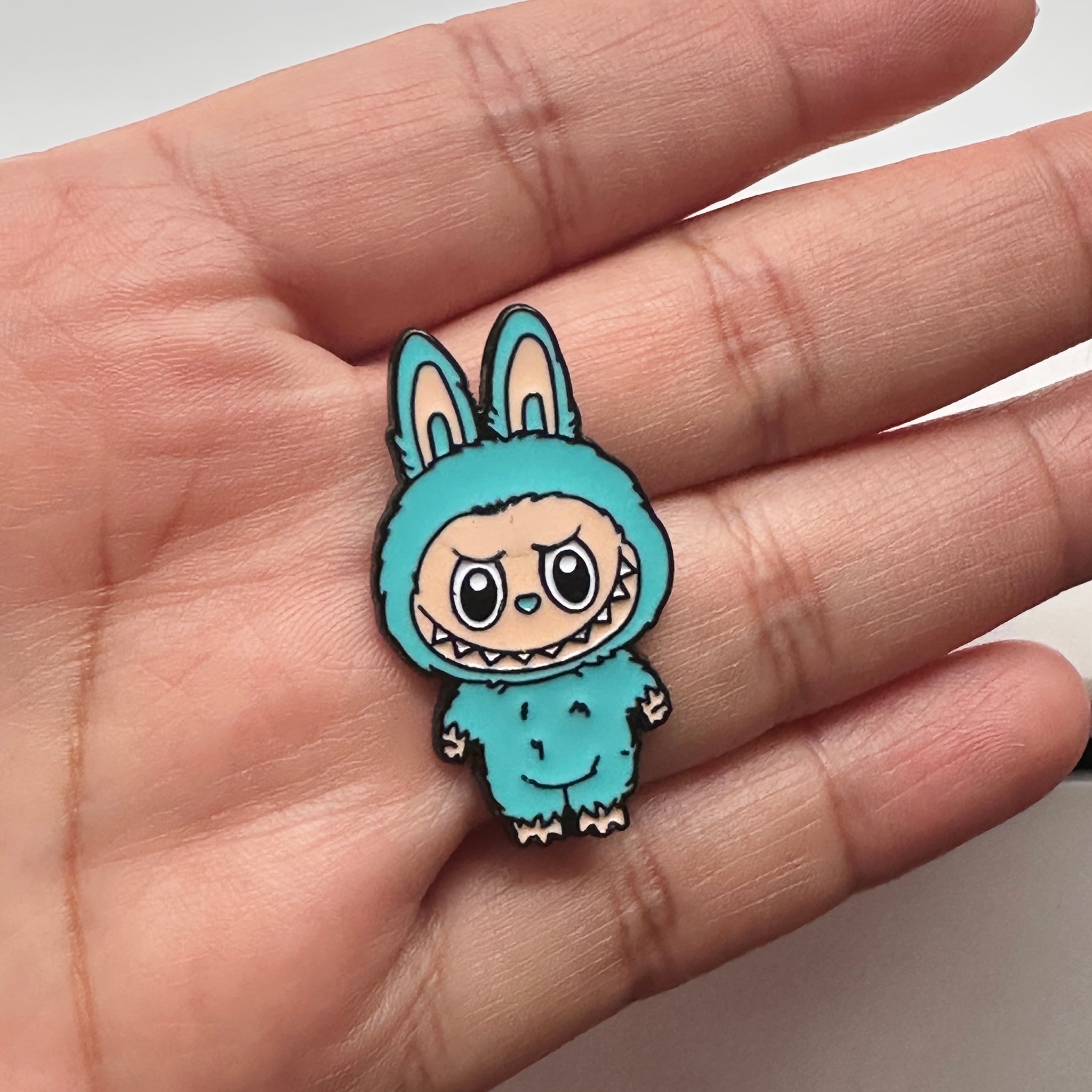 2-Labubu Teal doll enamel pin