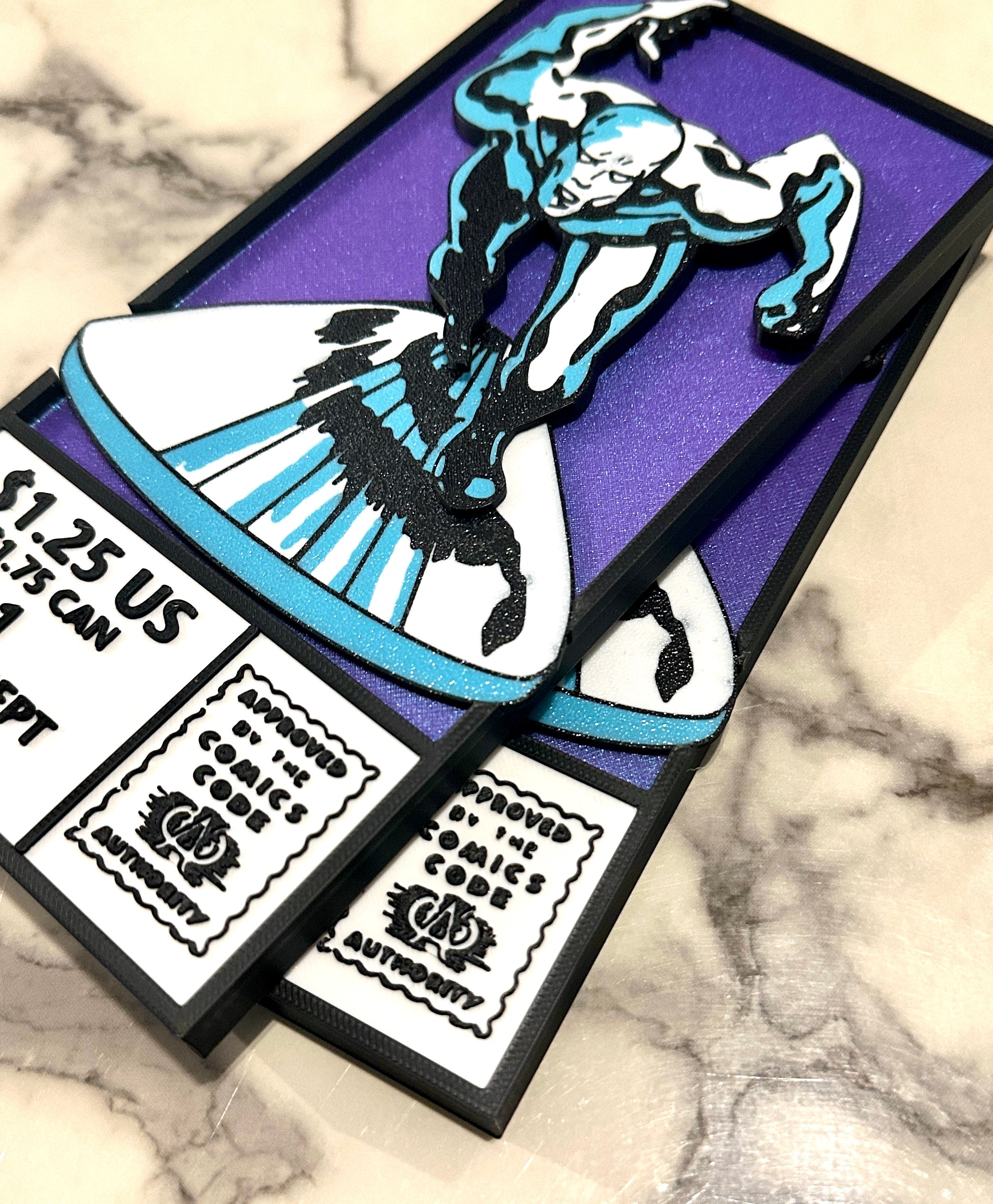 Silver surfer inspired Comic Book Corner Wall Frame