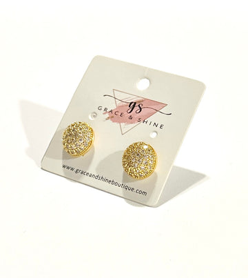 Half Fire Ball Stud Earrings