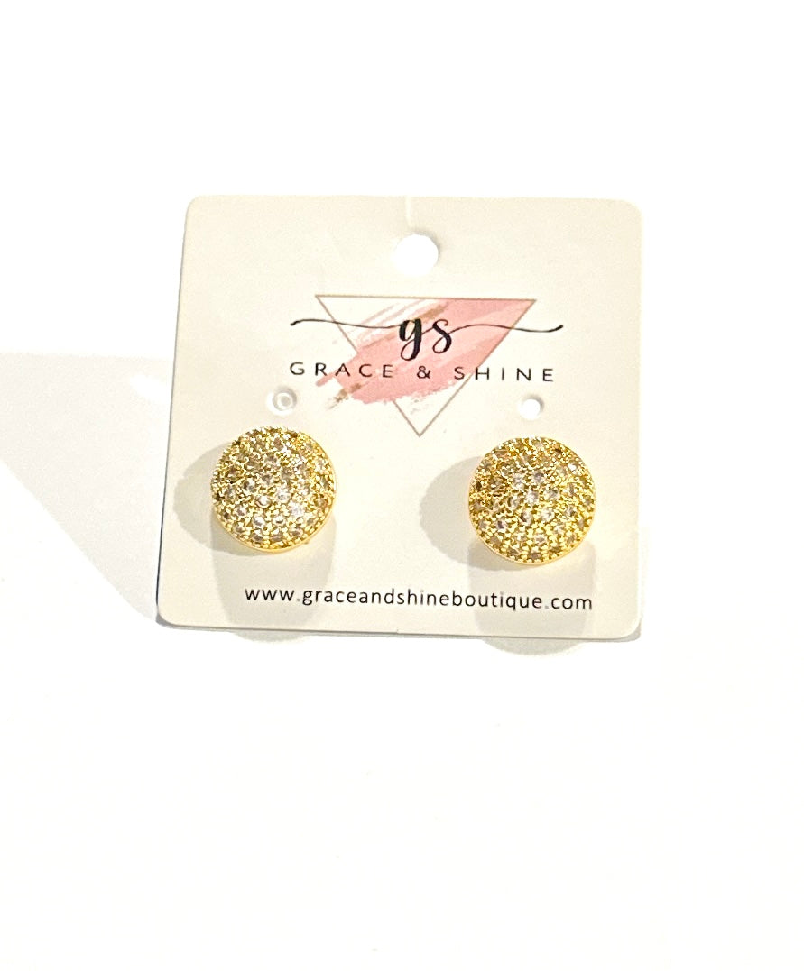 Half Fire Ball Stud Earrings