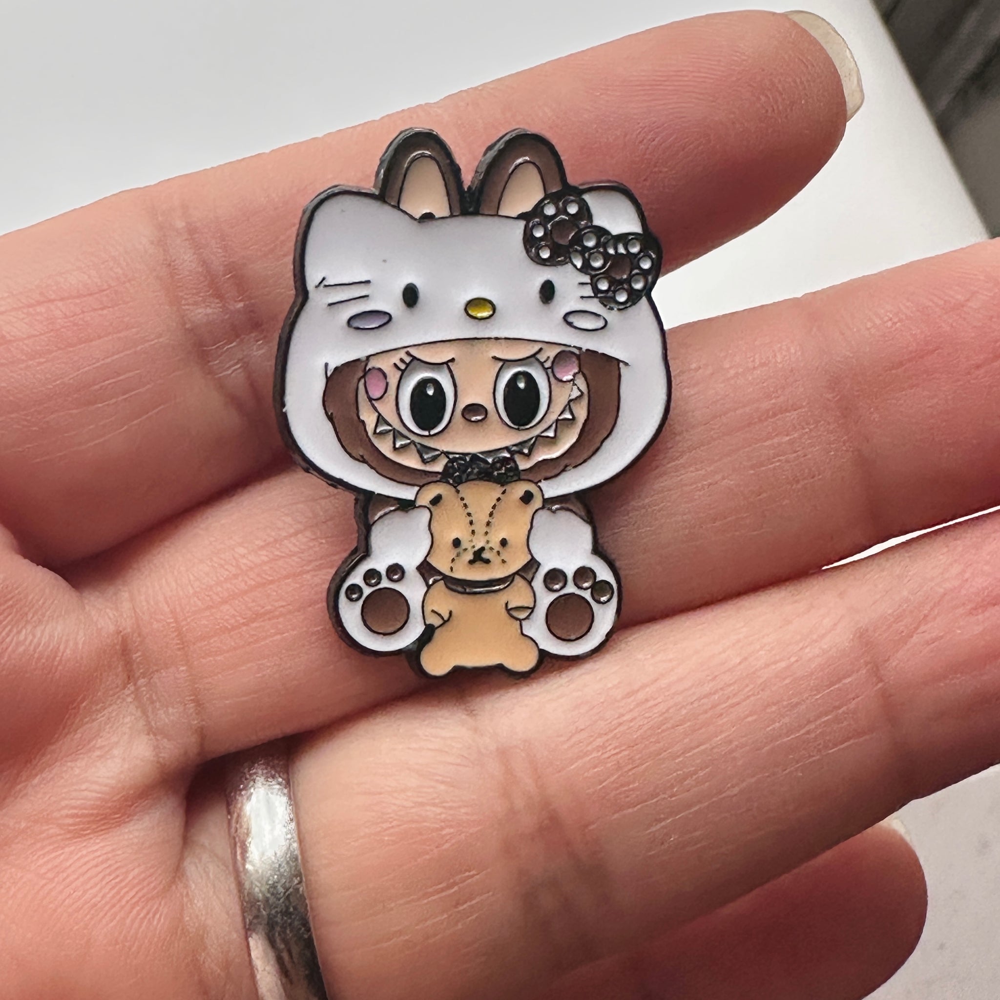 3-Labubu kitty cosplay enamel pin