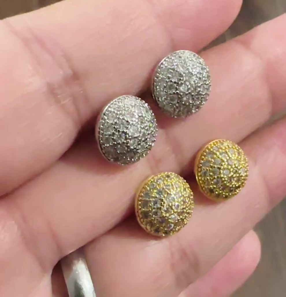 Half Fire Ball Stud Earrings