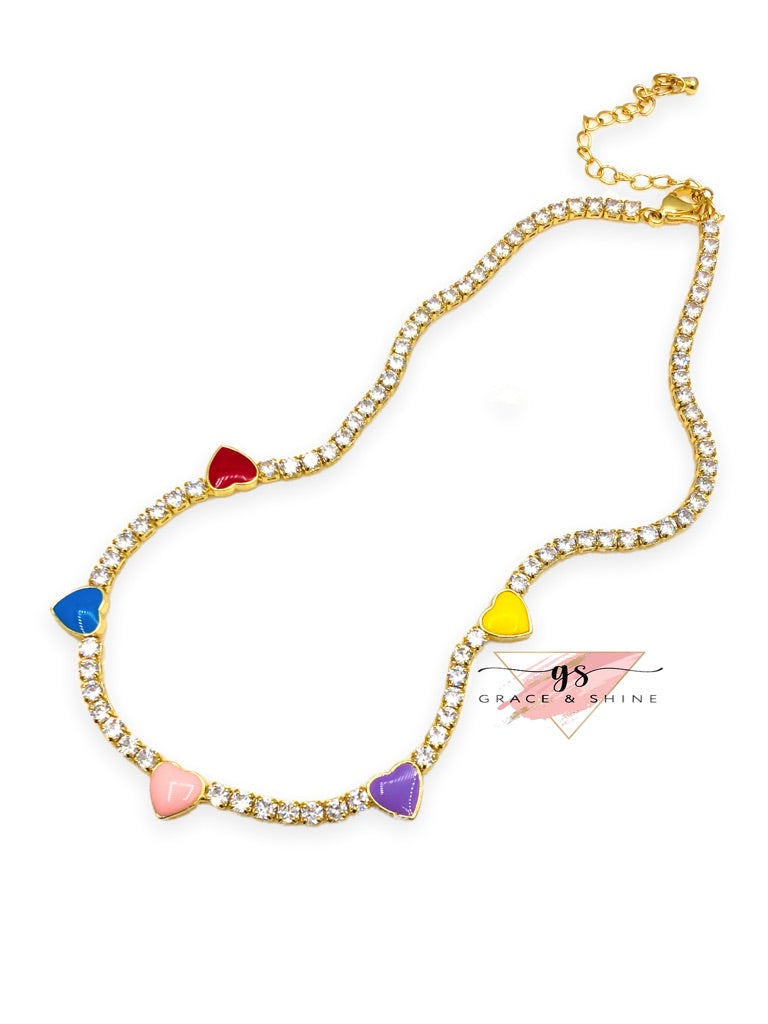Candy Hearts 18k Gold Choker Necklace