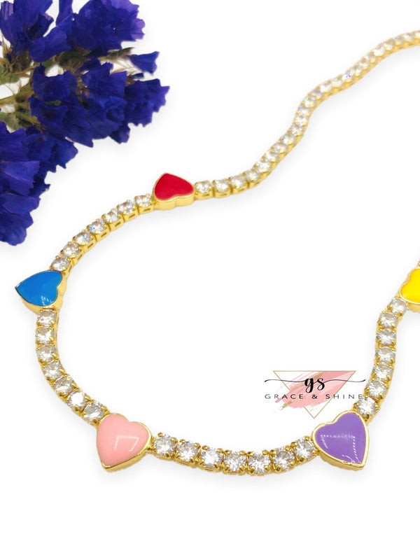 Candy Hearts 18k Gold Choker Necklace