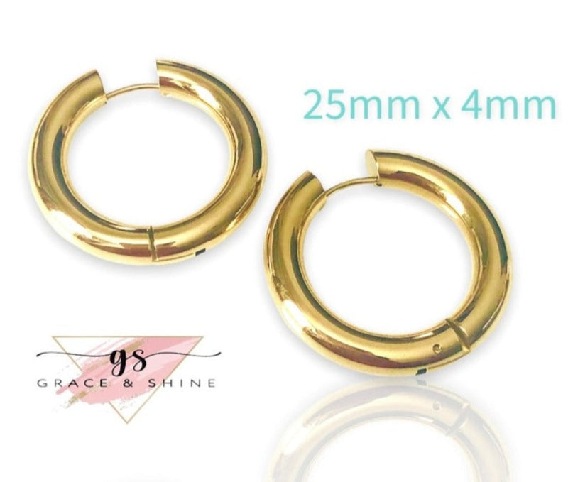 Minimalist Chunky 18k Gold Hoop Earrings -Big
