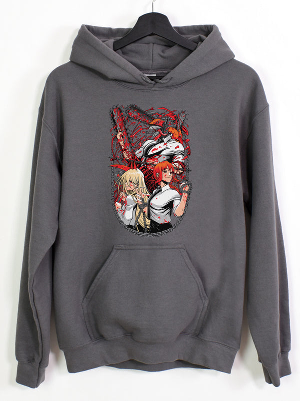 Bloody Grey Hoodie Sweater Anime Chainsaw Men Inspired