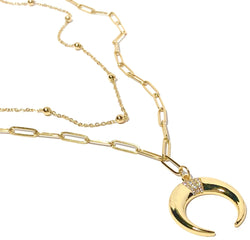 Crescent Moon 2 Layered Necklace (water & sweat resistant)