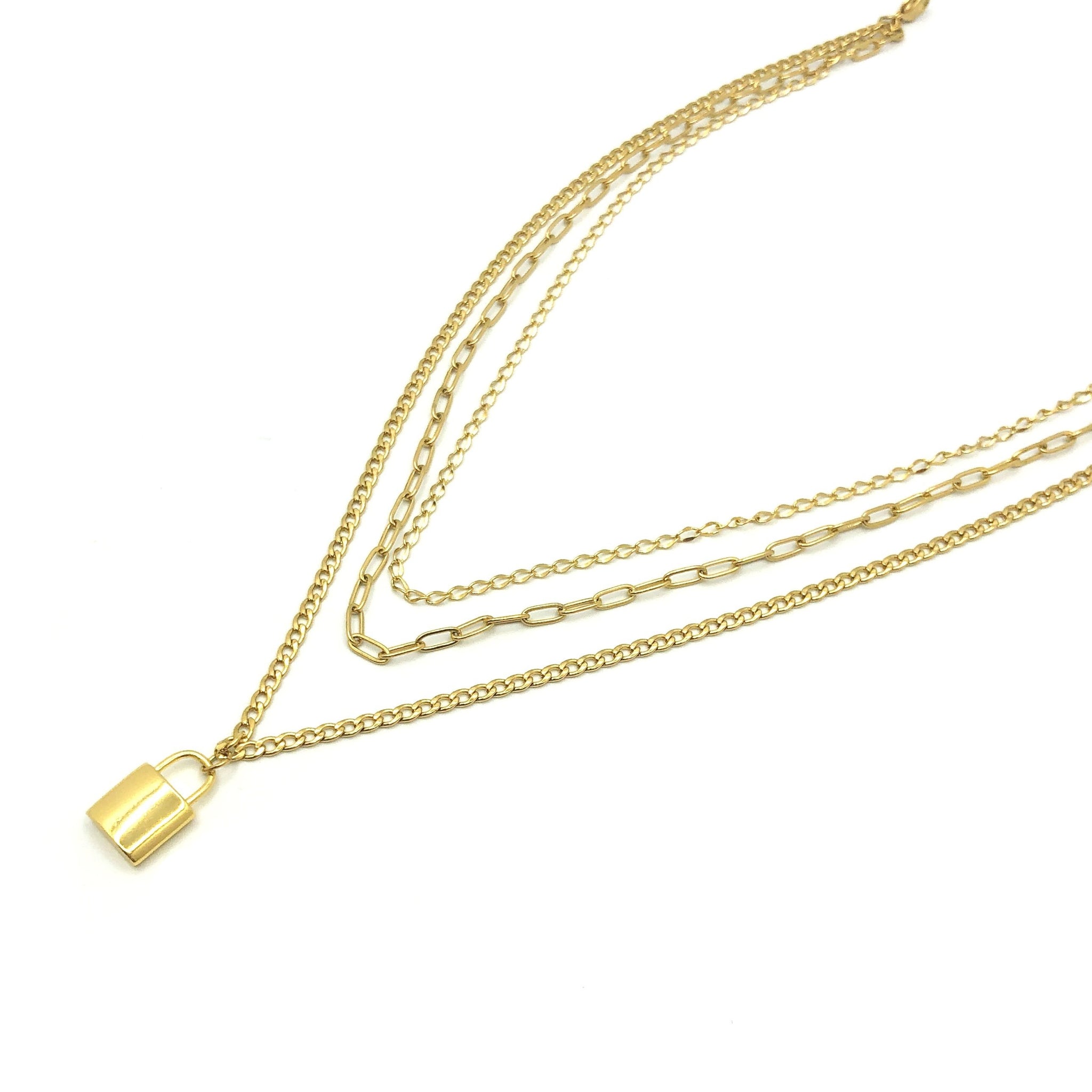 The Padlock Three Chain Necklace