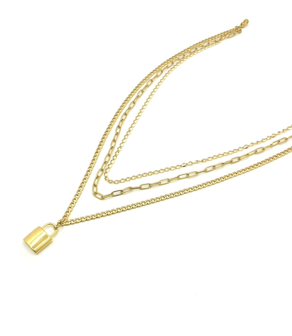 The Padlock Three Chain Necklace
