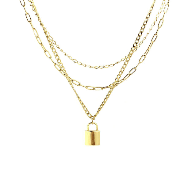The Padlock Three Chain Necklace
