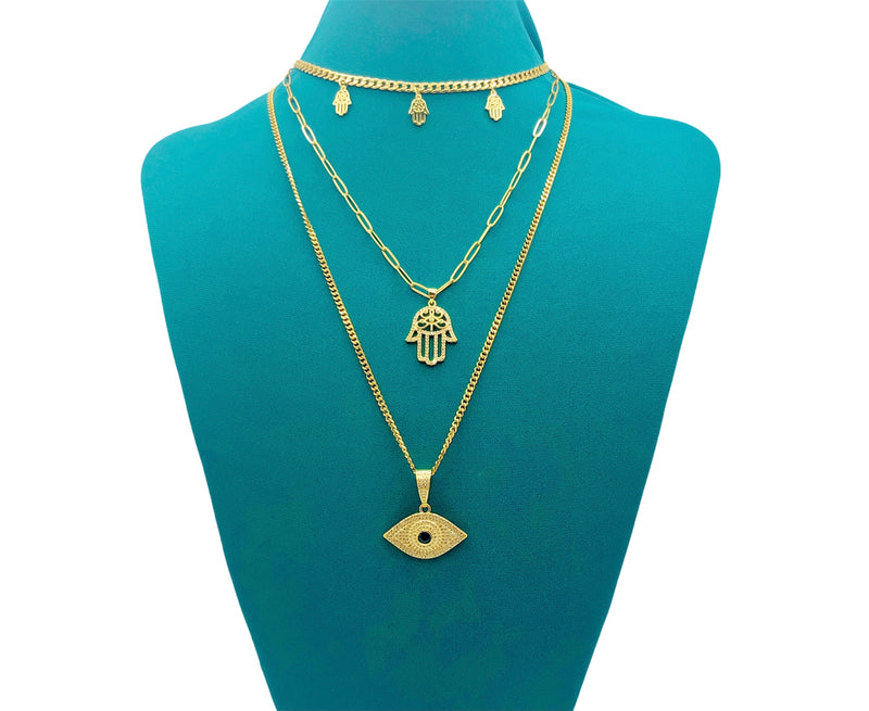 Two-layered Hamsa Necklace (Mano de Fatima)