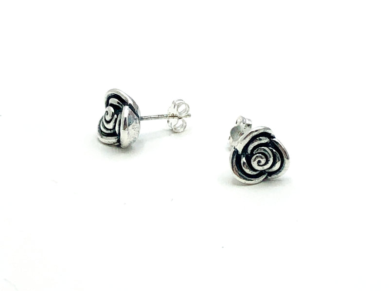 Sterling Silver Roses Stud Earrings - minimalist style
