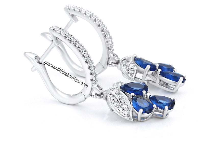 Sapphire Grapes Dangling Earrings