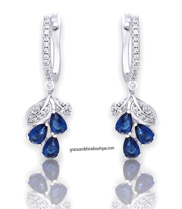 Sapphire Grapes Dangling Earrings