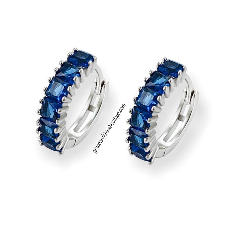 Sapphire Sparks Small Huggie Unisex Earrings