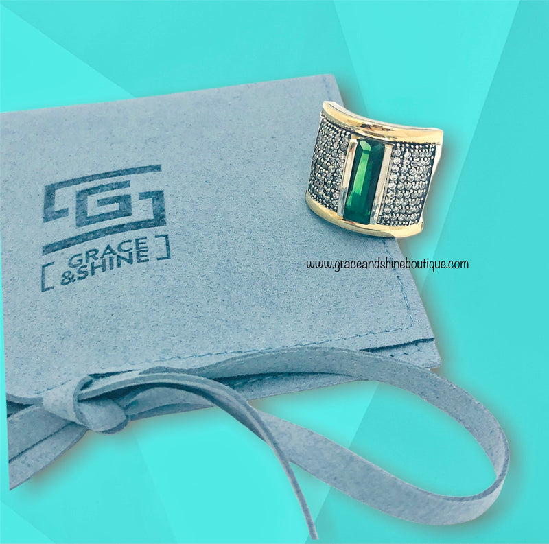 Green Line Real Gold & Silver Ring