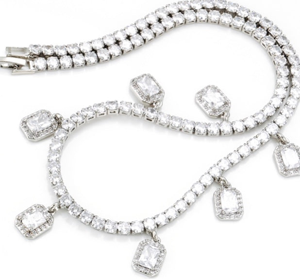 Fancy Radiant Diamond Crystal Necklace