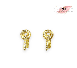 18k Gold Key Of Success Earrings