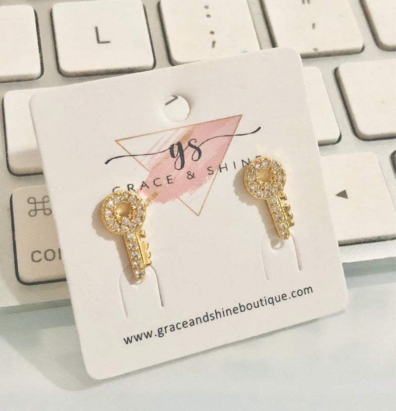 18k Gold Key Of Success Earrings