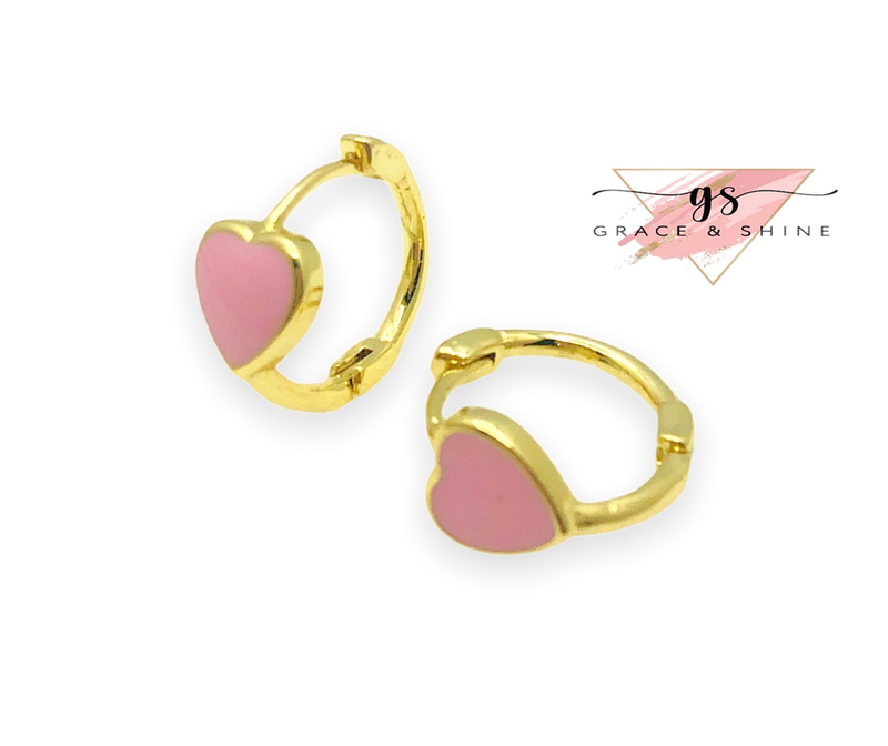 Sweet Heart Huggies Earrings 18k Gold