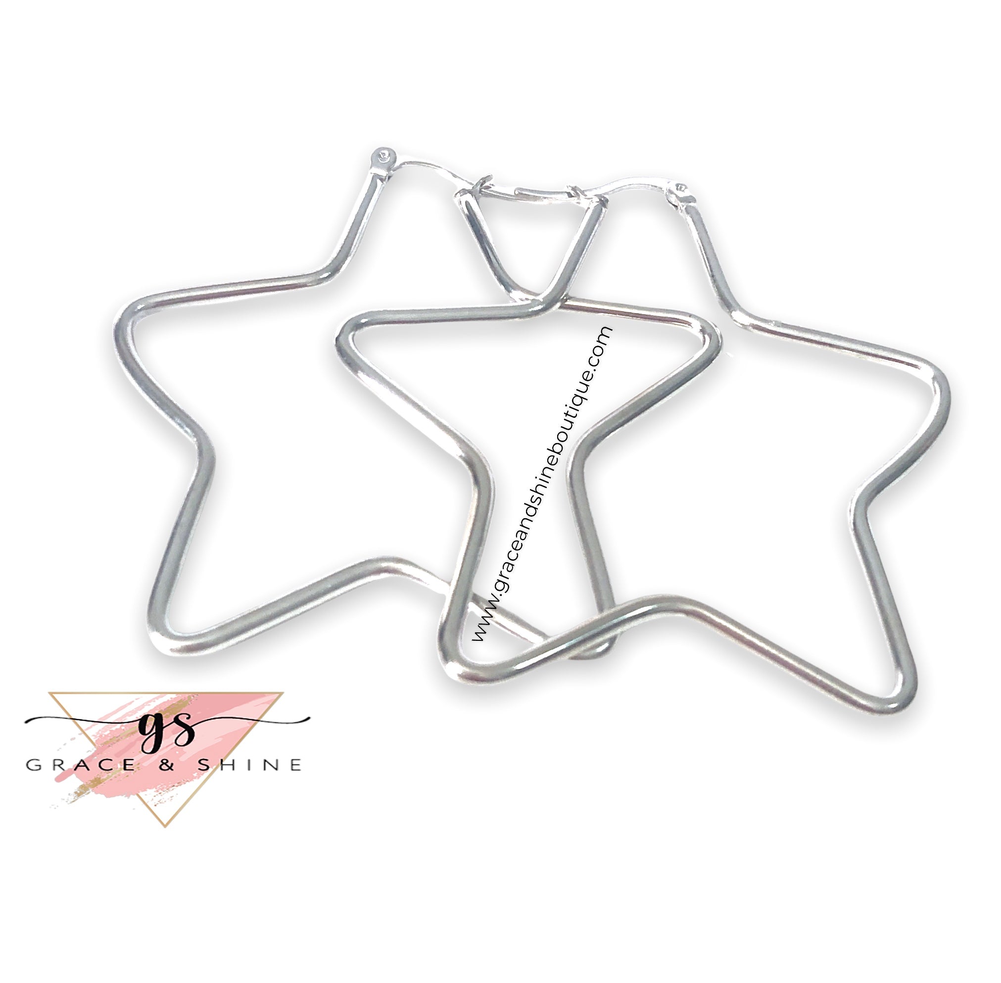 18k Gold Star Hoops