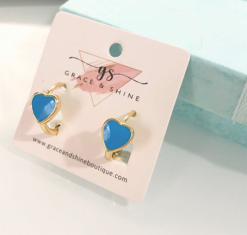 Sweet Heart Huggies Earrings 18k Gold