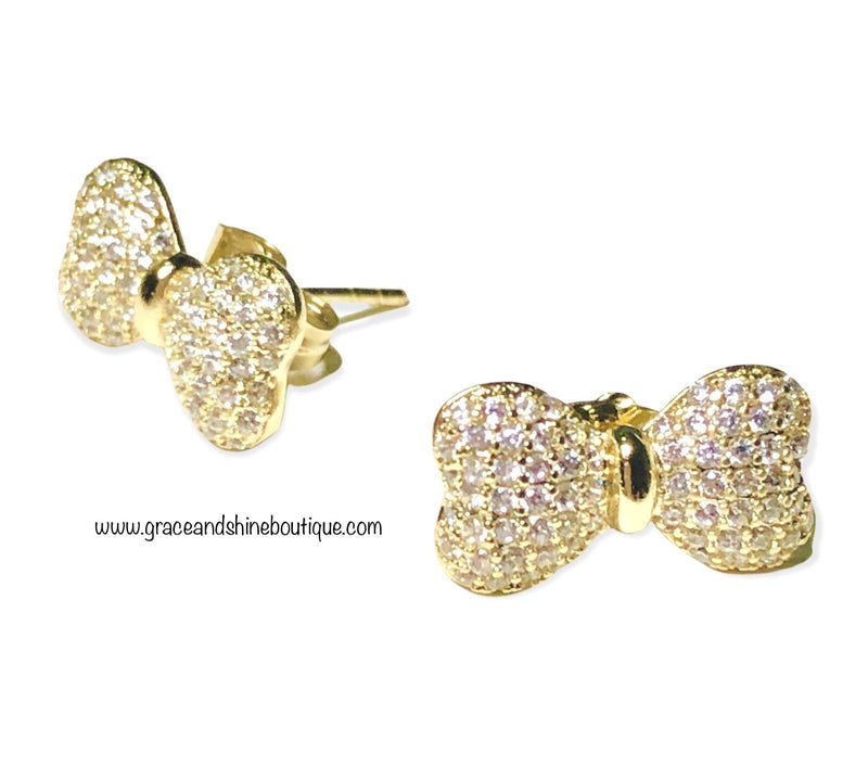 Bow 14K Gold Stud Earrings