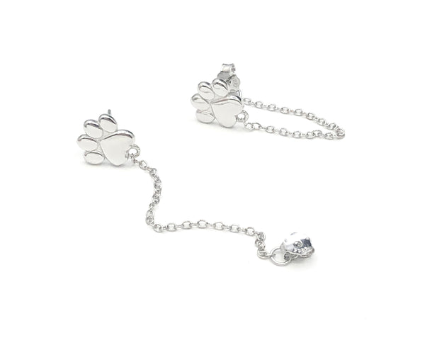 Paws Chain Earrings - Sterling Silver